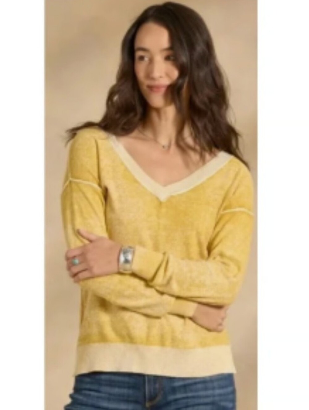 Sundance Samantha V-Neck Sweater In Yellow